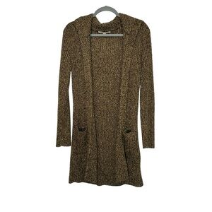 Carolyn Taylor‎ knit hooded cardigan with pockets brown